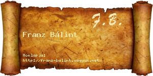 Franz Bálint névjegykártya