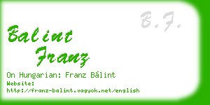 balint franz business card