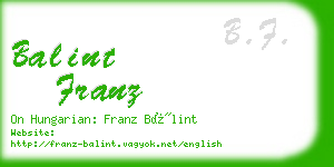 balint franz business card
